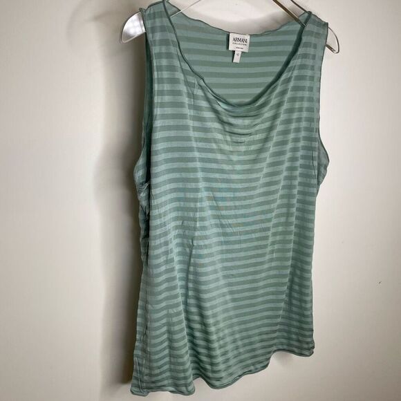 Armani Collezioni Green Blue Mint Striped Womens Tank Top Blouse‎ 40 US 8 - Picture 2 of 7